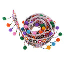 National Style Rainbow Ribbon Pom Pom Ball Fringe Tassel Lace Trim Upholstery Curtain Chair Bag Cushion Bohemia Dress Costume Sewing Edging Decorations 1 Yard x 70mm