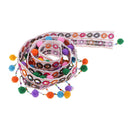 National Style Rainbow Ribbon Pom Pom Ball Fringe Tassel Lace Trim Upholstery Curtain Chair Bag Cushion Bohemia Dress Costume Sewing Edging Decorations 1 Yard x 70mm