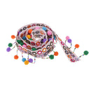 National Style Rainbow Ribbon Pom Pom Ball Fringe Tassel Lace Trim Upholstery Curtain Chair Bag Cushion Bohemia Dress Costume Sewing Edging Decorations 1 Yard x 70mm