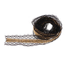 1 Yards 30mm Gold Pearl and Lace Beaded Trimming Stretch Lace Ribbon Trim Wedding Dress Costume Applique Motif DIY Craft Sewing Supplies