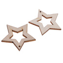 30 Pieces Natural Wood Double Stars Wooden Craft Star Card Making Supply Scrapbooking Embellishment 38x30mm