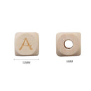 26 Pieces 12mm Plain Natural Color Square Shapes Wooden Letter Beads Wood Spacer Beads for Jewelry Making Bracelet Necklace Crafts Accessories