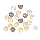 LOVE on the Heart Charms - 20x18mm - Metal Antique Bronze, Silver, Gold, Rose gold Colors, Love Pendants Ancient Silver Jewelry Findings Making Craft Supplies