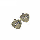LOVE on the Heart Charms - 20x18mm - Metal Antique Bronze, Silver, Gold, Rose gold Colors, Love Pendants Ancient Silver Jewelry Findings Making Craft Supplies