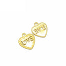 LOVE on the Heart Charms - 20x18mm - Metal Antique Bronze, Silver, Gold, Rose gold Colors, Love Pendants Ancient Silver Jewelry Findings Making Craft Supplies