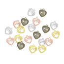 LOVE on the Heart Charms - 20x18mm - Metal Antique Bronze, Silver, Gold, Rose gold Colors, Love Pendants Ancient Silver Jewelry Findings Making Craft Supplies