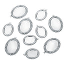 10 Pieces 13x18mm Vintage Oval Pendant Bezel Trays, Silver Tone, Blanks Cameo Bezel Cabochon Settings for Jewelry Making Charms