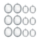10 Pieces 13x18mm Vintage Oval Pendant Bezel Trays, Silver Tone, Blanks Cameo Bezel Cabochon Settings for Jewelry Making Charms