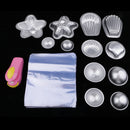 DIY Bath Bombs Molds Set with 12 Pieces Metal Bath Bombs Mould, 200 Pieces Shrink Wrap Bags, 1 Piece Mini Heat Sealer for Crafting Your Own Fizzies