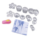 7 Set Aluminum Bath Bombs Mold including Starfish/ Shell /Half Round Mould Bath Bombs Molds / Shrink Bags/ Capper /Bath Toys for Homemade Bath Bombs DIY Craft