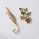 6 Piece Gold Alloy Leaves Buttons Wedding Jewelry Making Findings for DIY Bridal Hair Accessories