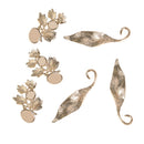 6 Piece Gold Alloy Leaves Buttons Wedding Jewelry Making Findings for DIY Bridal Hair Accessories