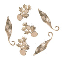 6 Piece Gold Alloy Leaves Buttons Wedding Jewelry Making Findings for DIY Bridal Hair Accessories