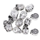 11 Piece Antique Silver Alloy Halloween Skull Charms Large Hole Loose Bead for DIY Necklace Bracelet Jewelry Making Beading Craft
