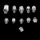 11 Piece Antique Silver Alloy Halloween Skull Charms Large Hole Loose Bead for DIY Necklace Bracelet Jewelry Making Beading Craft