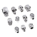 11 Piece Antique Silver Alloy Halloween Skull Charms Large Hole Loose Bead for DIY Necklace Bracelet Jewelry Making Beading Craft
