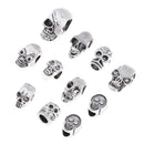 11 Piece Antique Silver Alloy Halloween Skull Charms Large Hole Loose Bead for DIY Necklace Bracelet Jewelry Making Beading Craft