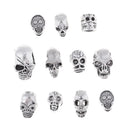 11 Piece Antique Silver Alloy Halloween Skull Charms Large Hole Loose Bead for DIY Necklace Bracelet Jewelry Making Beading Craft
