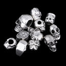 11 Piece Antique Silver Alloy Halloween Skull Charms Large Hole Loose Bead for DIY Necklace Bracelet Jewelry Making Beading Craft