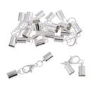 10 Piece Silver Kumihimo Leather Cord End Caps with Lobster Clasp Jewelry Making Findings
