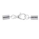 10 Piece Silver Kumihimo Leather Cord End Caps with Lobster Clasp Jewelry Making Findings