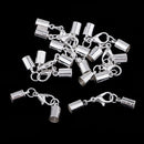 10 Piece Silver Kumihimo Leather Cord End Caps with Lobster Clasp Jewelry Making Findings
