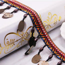 1 Yard Ethnic Sequin Shell Beaded Tassel Edging Fringe Trim for Sewing DIY Craft Millinery Clothing Decoration