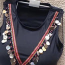 1 Yard Ethnic Sequin Shell Beaded Tassel Edging Fringe Trim for Sewing DIY Craft Millinery Clothing Decoration