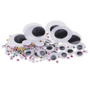 Coloured Wiggle Googly Wiggly Google Eyes with Eyelashes & White Black Wiggle Googly Eyes 306 Assorted Sizes and Colours - 7mm 10mm 50mm