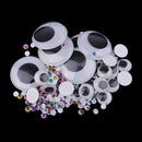 Coloured Wiggle Googly Wiggly Google Eyes with Eyelashes & White Black Wiggle Googly Eyes 306 Assorted Sizes and Colours - 7mm 10mm 50mm
