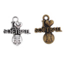 50 Pieces Charms Pendant I love softball 19.3 x 20.6 mm Tibetan Silver Plated Pendants Antique Jewelry Making DIY Handmade Craft Mix Antique Silver & Bronze