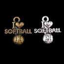 50 Pieces Charms Pendant I love softball 19.3 x 20.6 mm Tibetan Silver Plated Pendants Antique Jewelry Making DIY Handmade Craft Mix Antique Silver & Bronze