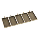 5Pieces Retro Rectangle Cameo Cabochon Settings Pendants Tray Blanks Bezel Base