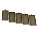 5Pieces Retro Rectangle Cameo Cabochon Settings Pendants Tray Blanks Bezel Base