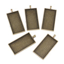 5Pieces Retro Rectangle Cameo Cabochon Settings Pendants Tray Blanks Bezel Base