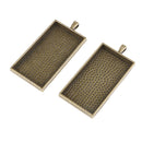 5Pieces Retro Rectangle Cameo Cabochon Settings Pendants Tray Blanks Bezel Base