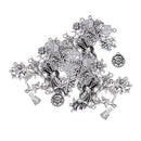 50 Pcs Mixed Shape Charms Christmas Series Antique Tibetan Silver Plated Pendants Making DIY Handmade Jewelry Making Supplies