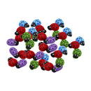 30 Pieces Mini Ladybugs, Self-Adhesive Ladybugs Wooden Ladybug Shaped Stickers Miniature Embellishment for Handmade Fairy Garden Dollhouse Home Decor, 0.51x0.12