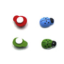 30 Pieces Mini Ladybugs, Self-Adhesive Ladybugs Wooden Ladybug Shaped Stickers Miniature Embellishment for Handmade Fairy Garden Dollhouse Home Decor, 0.51x0.12