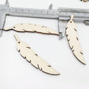 50 Pieces Natural Unfinished Wood Feathers Shape Wooden Pieces Embellishment with Hole for DIY Craft