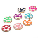 10 Pieces Metal Base Acrylic Football Charms Sports Pendants Spacer Beads for Necklace Bracelet Jewelry Making DIY Handmade Craft Supplies,23mm Roud Shapes