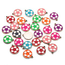10 Pieces Metal Base Acrylic Football Charms Sports Pendants Spacer Beads for Necklace Bracelet Jewelry Making DIY Handmade Craft Supplies,23mm Roud Shapes