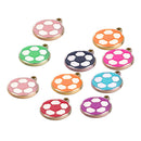 10 Pieces Metal Base Acrylic Football Charms Sports Pendants Spacer Beads for Necklace Bracelet Jewelry Making DIY Handmade Craft Supplies,23mm Roud Shapes