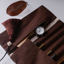 Roll Up Ink Pen Pencil Storage Bag Case Zipper Students Canvas Pencil Holder