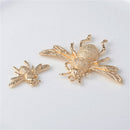 6 Pieces Gold Plated Metal Bee Charms Alloy Flatback Craft Sewing Buttons for Garment Bags Shoes Applique Decorations DIY Scrapbooking Embellishment, 2.8 x 2.0 cm - 5.6 x 4.0cm
