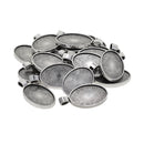20 Pieces Oval Pendant Trays - 20 x 30 mm - Antique Silver, Pendant Blanks Cameo Bezel Cabochon Settings - for DIY Jewelry Making Necklace Bracelet Findings