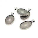 20 Pieces Oval Pendant Trays - 20 x 30 mm - Antique Silver, Pendant Blanks Cameo Bezel Cabochon Settings - for DIY Jewelry Making Necklace Bracelet Findings