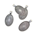 20 Pieces Oval Pendant Trays - 20 x 30 mm - Antique Silver, Pendant Blanks Cameo Bezel Cabochon Settings - for DIY Jewelry Making Necklace Bracelet Findings