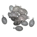 20 Pieces Oval Pendant Trays - 20 x 30 mm - Antique Silver, Pendant Blanks Cameo Bezel Cabochon Settings - for DIY Jewelry Making Necklace Bracelet Findings