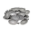 20 Pieces Oval Pendant Trays - 20 x 30 mm - Antique Silver, Pendant Blanks Cameo Bezel Cabochon Settings - for DIY Jewelry Making Necklace Bracelet Findings